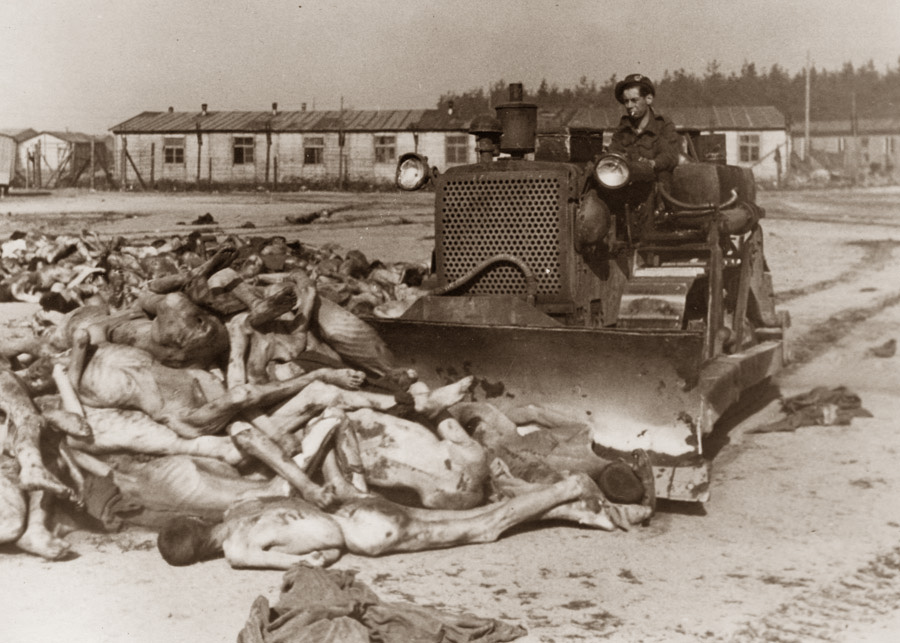 bulldozer at Bergen-Belsen