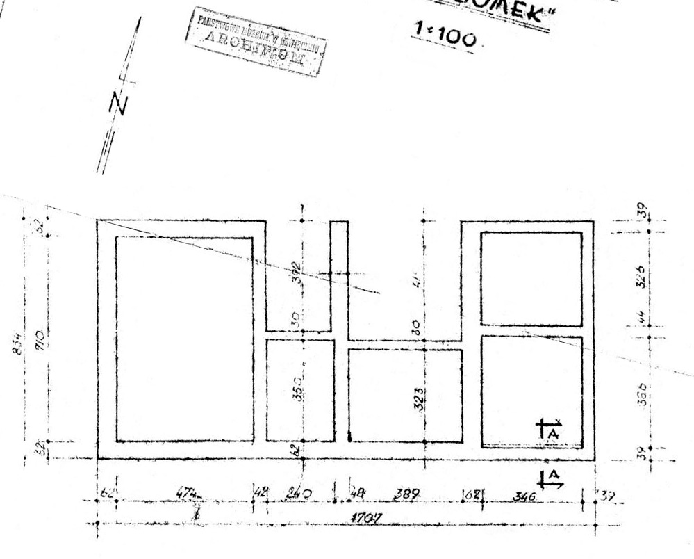 Bunker 2, floorplan of actual ruins